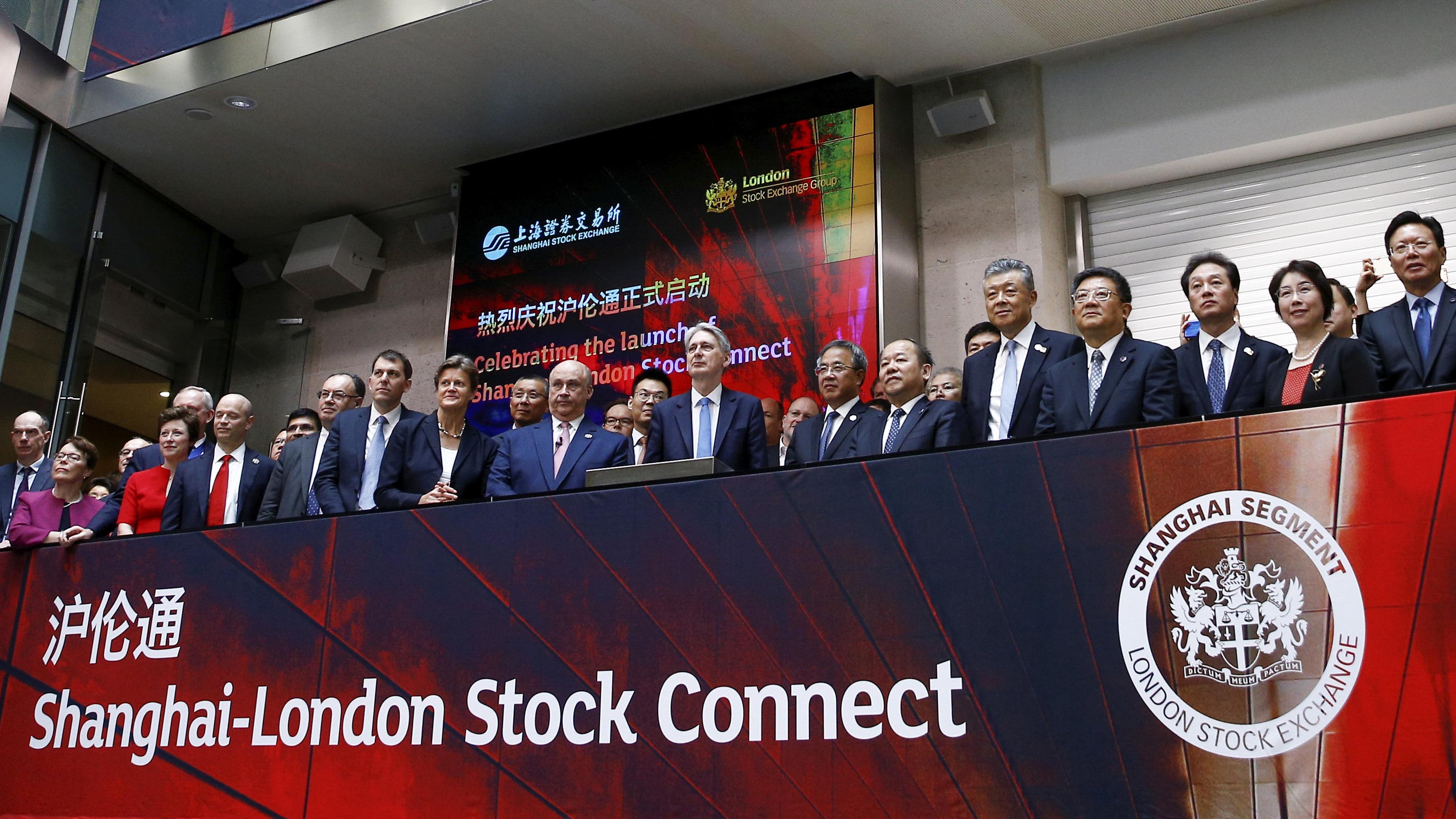 Stock link opens, joins two global capital hubs