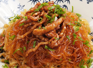 Pork marinated vegetables and vermicelli (炒肉渍菜粉 chaorouzicaifen)