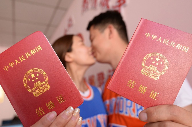 China's marriage certificates over the years