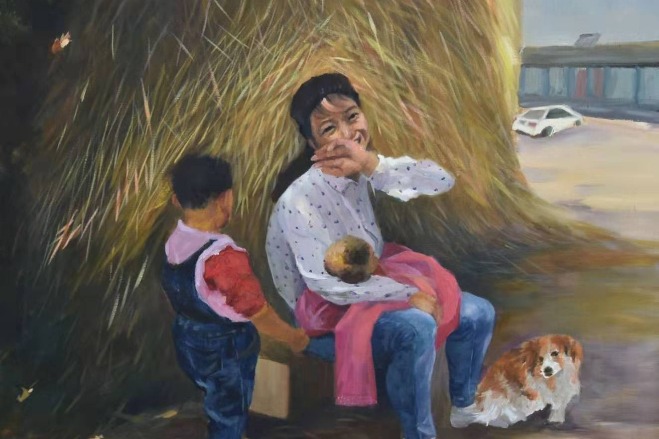 Teacher's oil paintings record village life