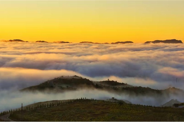 Fog envelops Inner Mongolia mountains