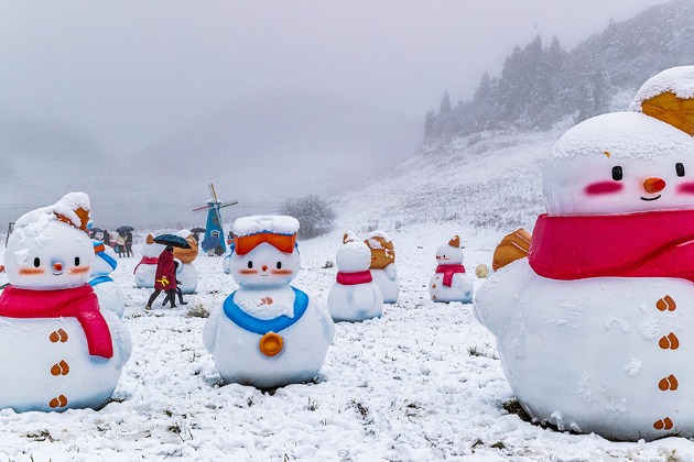 Mountain turns into snow-white fairytale world in SW China