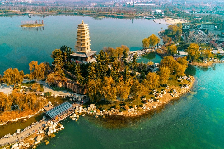 Picturesque scenery at lake in NW China