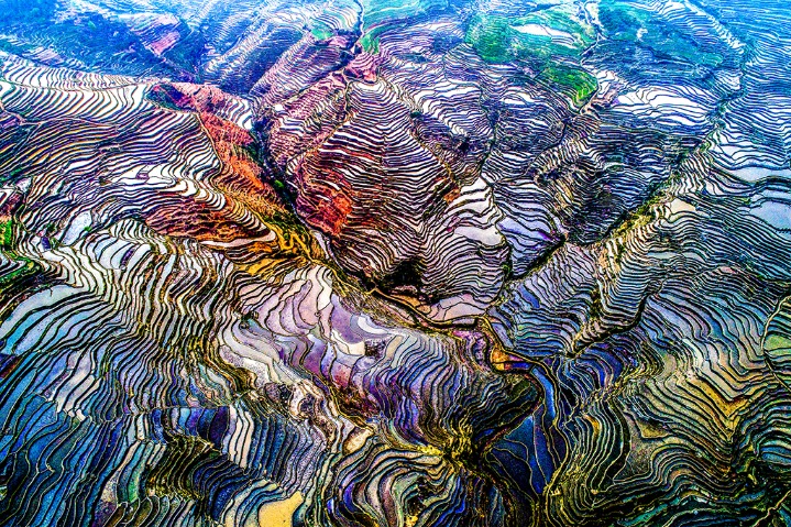 Terrace fields form picturesque winter landscapes in SW China