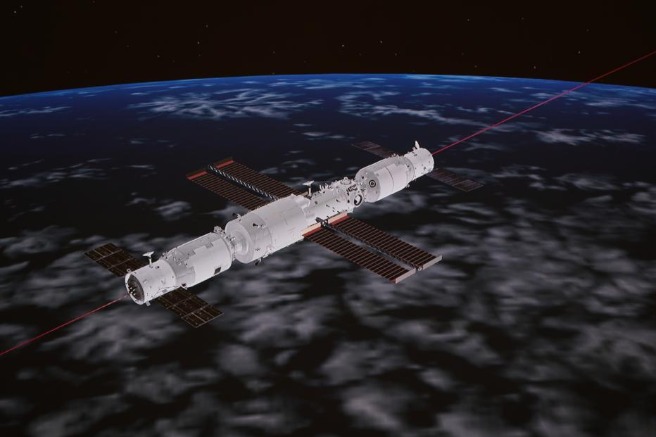 Tianzhou 3 docks with Tianhe's front docking port