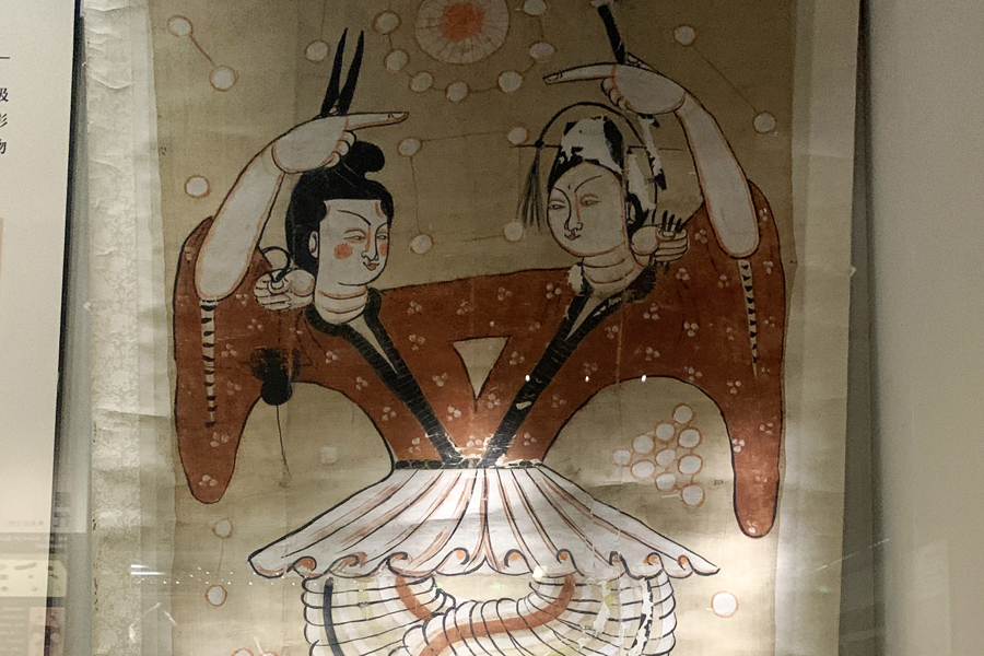 Rare painting depicts mythical Han ancestors with half human, half snake bodies