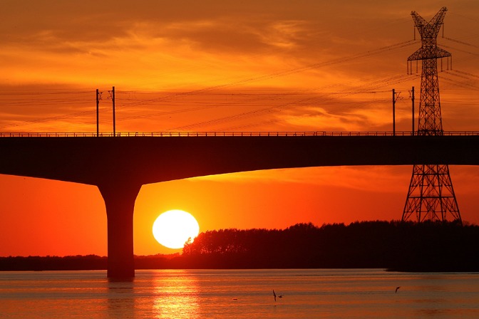 Enthralling sunset over the Songhua River