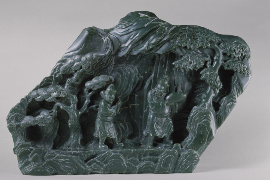 18th-century jade sculpture depicts the jade quarrying scene