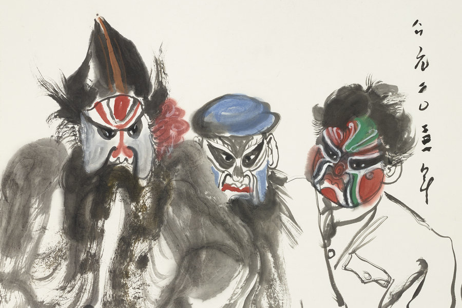 Folk culture and operas the inspiration of an ink figure painter