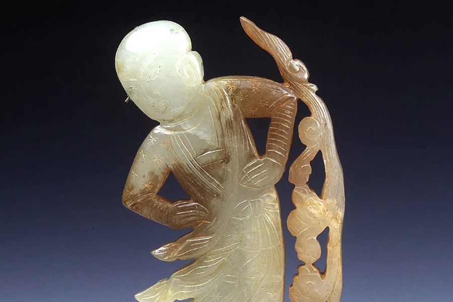 Jade statue of a young deity from more than 1,000 years ago