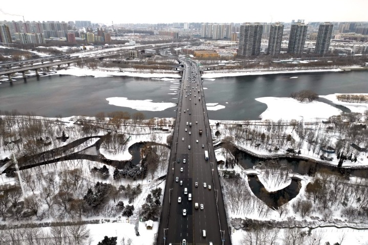 Snowfall transforms Shenyang’s forest park into ink painting