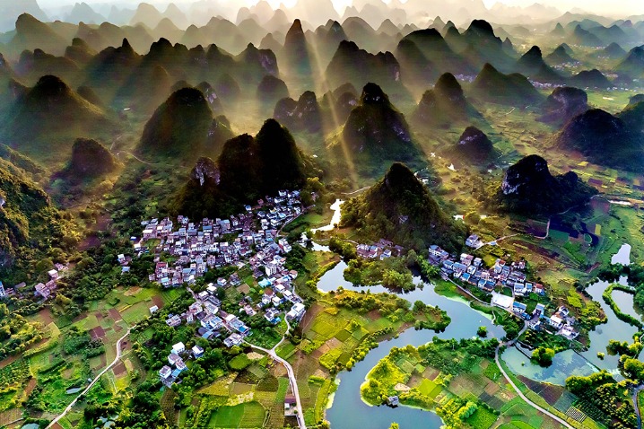 Karst pastoral landscapes in Guilin