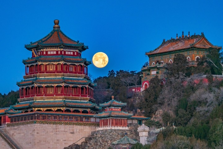 First full moon of 2025 graces Beijing's Summer Palace