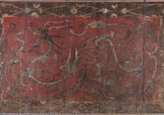 Han Dynasty tomb mural depicting four mythological creatures