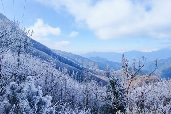 Rime blankets Guidong mountains in breathtaking winter scene