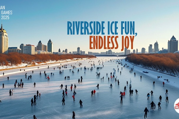 Riverside ice fun, endless joy