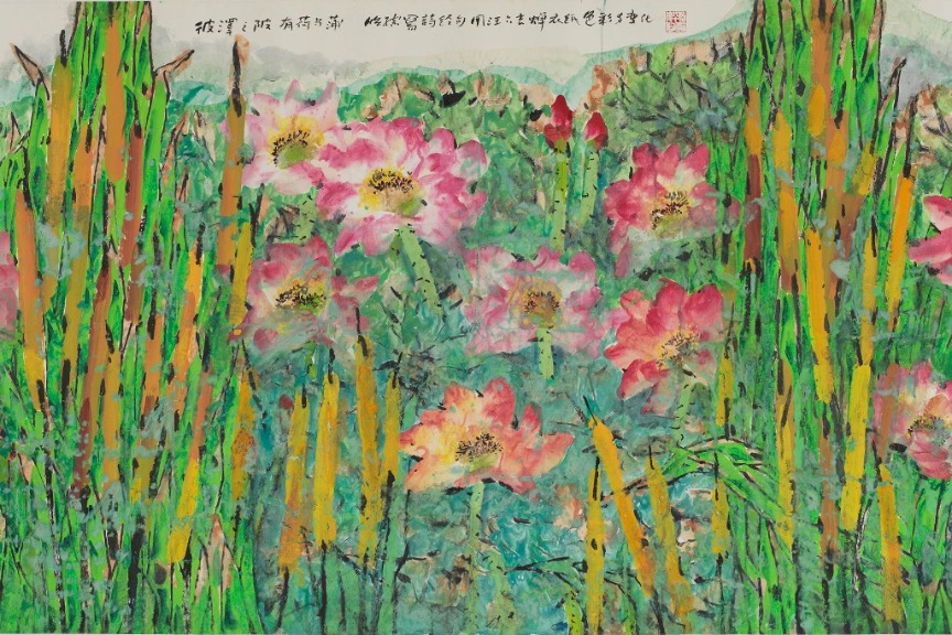 Veteran ink artist's show celebrates signature flower motif