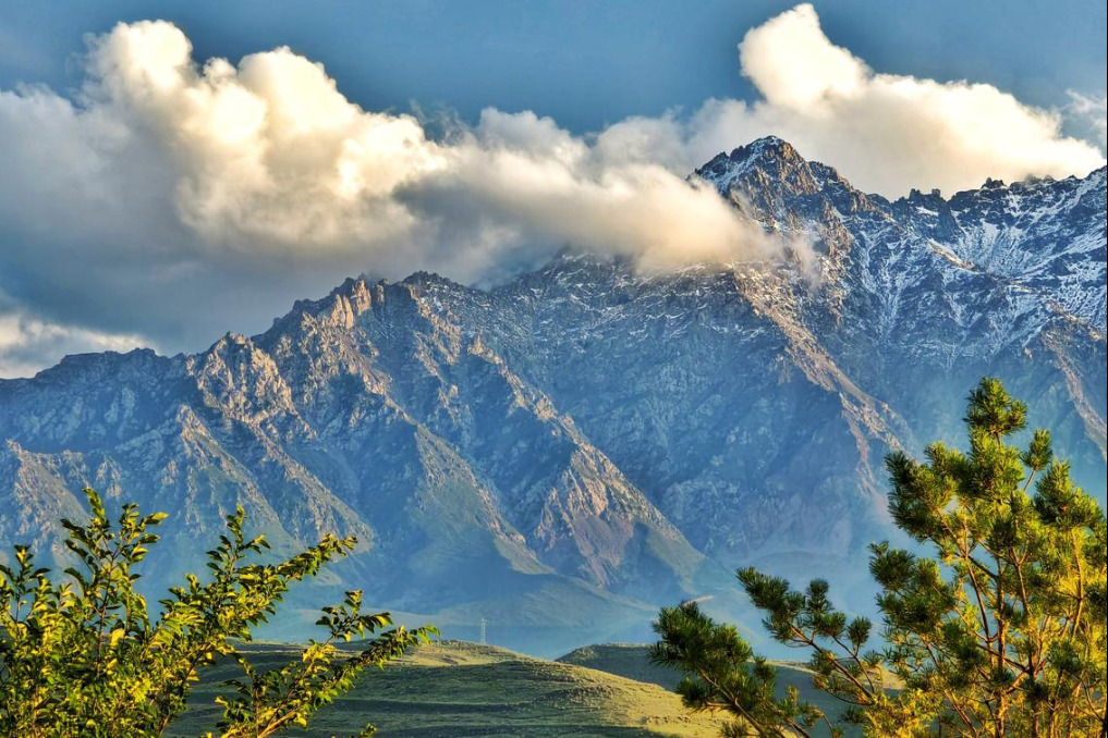 Qilian Mountains glisten with summer snow
