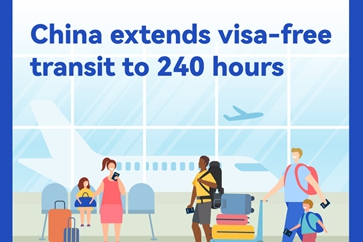 China extends visa-free transit to 240 hours