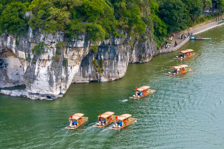 Elephant Trunk Hill scenic area bustling with tourists
