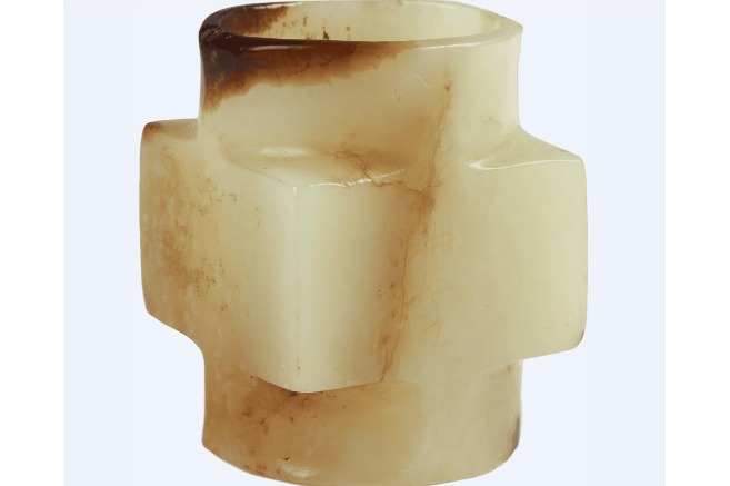 Neolithic jade tube with an added inscription