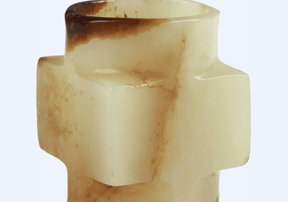 Neolithic jade tube with an added inscription