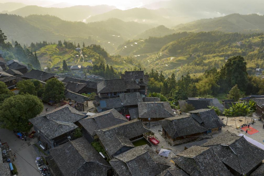 Basha Miao village glows in early winter's embrace