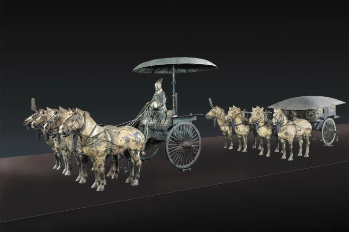 Bronze horse-drawn chariots from Mausoleum of Qinshihuang