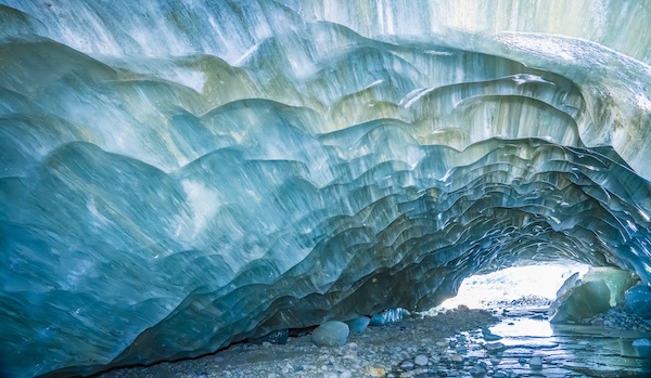 Hidden blue ice cave in Xizang