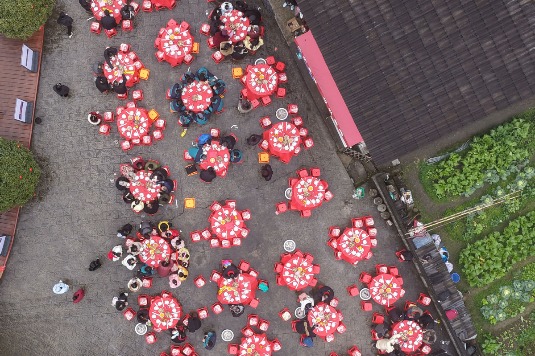 Villagers enjoy Spring Festival gala in Shenshan village, China's Jiangxi