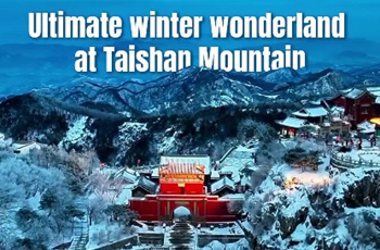 Recent snowfall adds sacred aura to Shandong mountain range