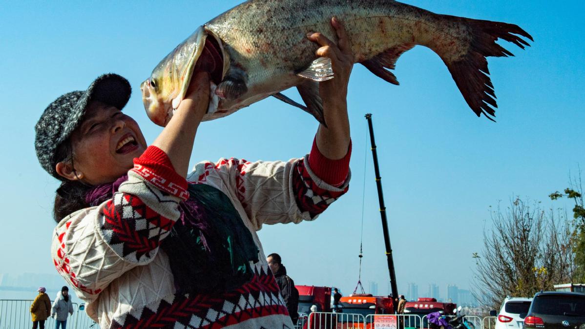 Winter fishing season brings fresh catches at Hunan's Liuye Lake