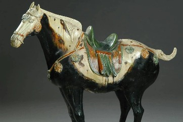 Rare black-glazed horse from the Tang Dynasty