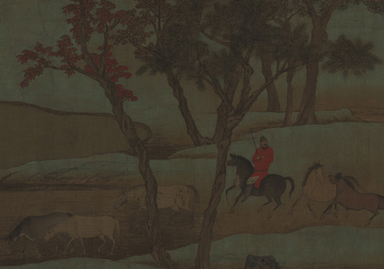 Zhao Mengfu's depiction of herding horses in autumn suburb