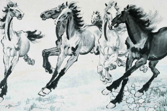 Galloping horses depicted by Xu Beihong