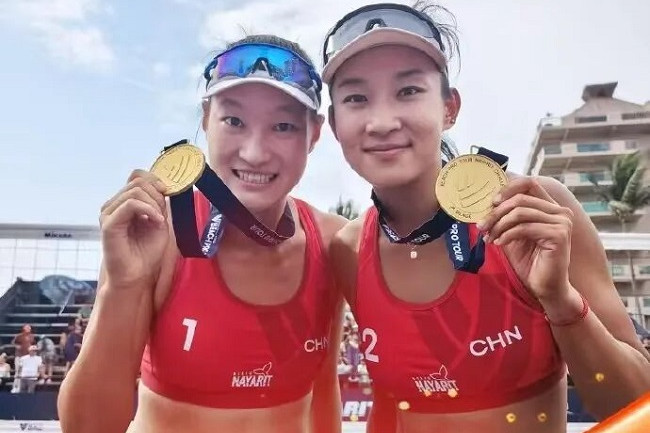 Nantong's beach volleyball rising star triumphs in Mexico