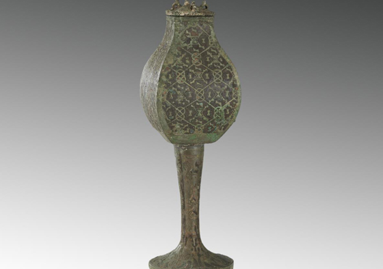 Excavated bronze vessel resembles a modern goblet