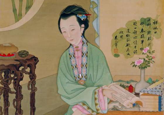 An ancient court painting captures reading in elegance