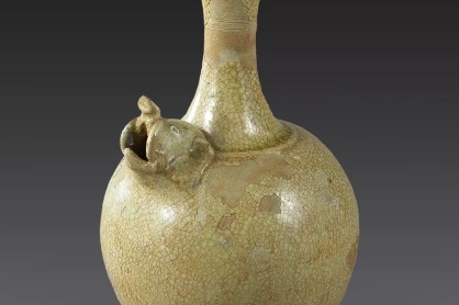Rare celadon kundika with an elephant head-shaped spout