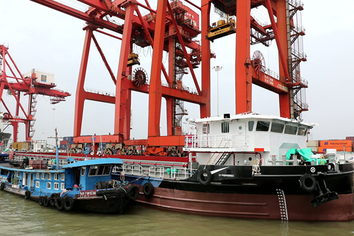 China delivers first domestically built pure-electric export container vessel