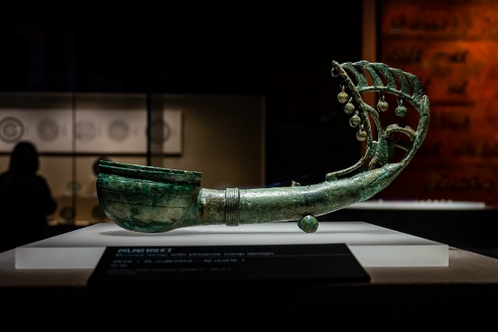 2,000-year-old bronze lamp in phoenix design